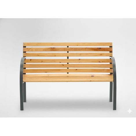 Banco de jardín BANCO 120 cm madera y acero gris exterior resistente (1/4)