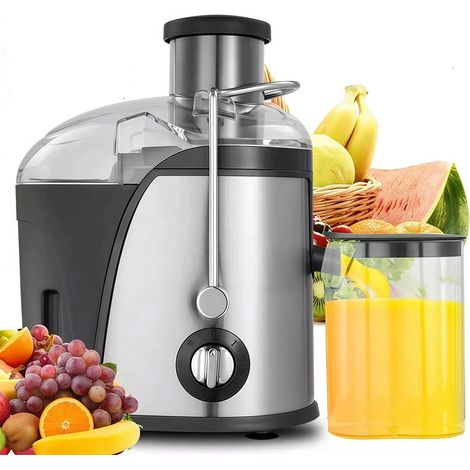 Presse-agrumes centrifuge commercial, extracteur de fruits et légumes en acier inoxydable avec goulotte d'alimentation de 3pouces, séparation des résidus de jus à 2 vitesses(Silver) (1/5)
