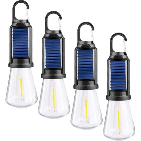 Lot de 4 lampes de camping à LED rechargeables par USB, éclairage de tente d'extérieur (tête plate) (1/4)