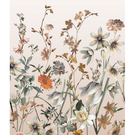 papier peint panoramique fleurs des champs beige et orange - ESTAhome (1/5)
