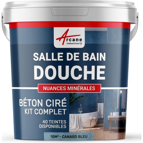 BETON CIRÉ: Kit BETONBESCHICHTUNG | KUNSTHARZ-BETON Badezimmer begehbare Dusche - Wasserdichte Beschichtung - Blau-Grün - kit 10 m2 (2 couches)