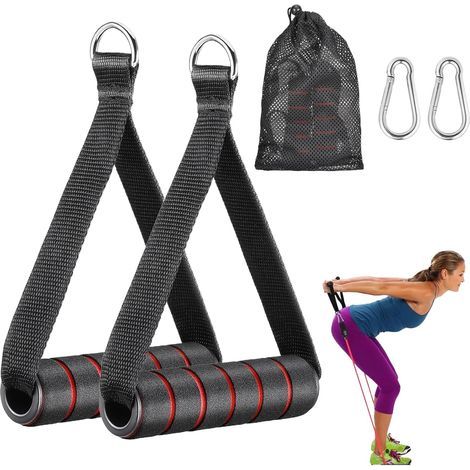 Lot de 2 poignées de traction de câble, poignée à une main, poignées de suspension, poignée de traction de câble, poignée de triceps, poignée de traction de fitness, poignées pour bandes de fitness (1/5)