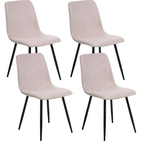 Set of 4 Dining Chairs TUSCOLA Fabric Beige (1/5)
