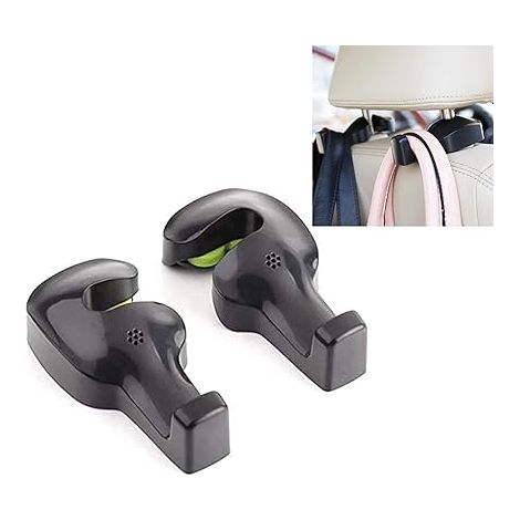 Ahlsen Ganchos universales para soporte de asiento de coche y vehículo para bolsas de la compra, bolsos de tela (negro, juego de 2) (1/5)