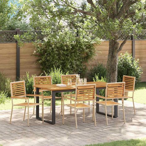 vidaXL Garden Dining Set 7 pcs Beige Solid Acacia Wood (1/5)