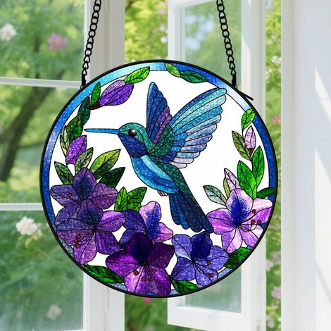 20cm Suspension en Vitrail Artistique, Attrape-Soleil Élégant Minimaliste pour Intérieur, Cadeau Noël, Anniversaire pour Femme, Homme (1/5)