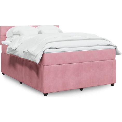 Cama box spring con colchón terciopelo rosa 160x200 cm vidaXL (1/5)