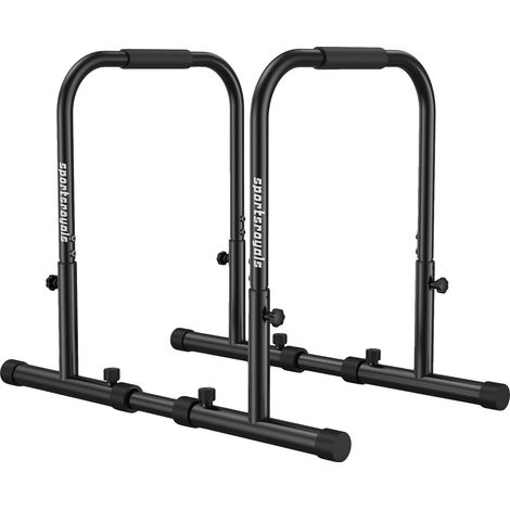 Barre de dips, capacité de 400 kg, hauteur réglable, Rond-BLK (1/2)
