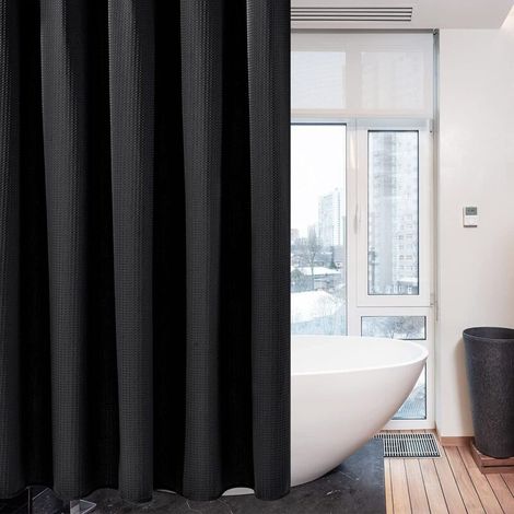 Rideau de douche, tissu anti-moisissure - 182x182CM (noir) Rideau de douche très résistant avec ourlet lesté (1/3)