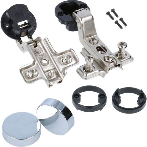 Set Topfbänder Glastürscharniere 26mm Topf Vitrinenscharnier Innenanschlag Rund (1/5)