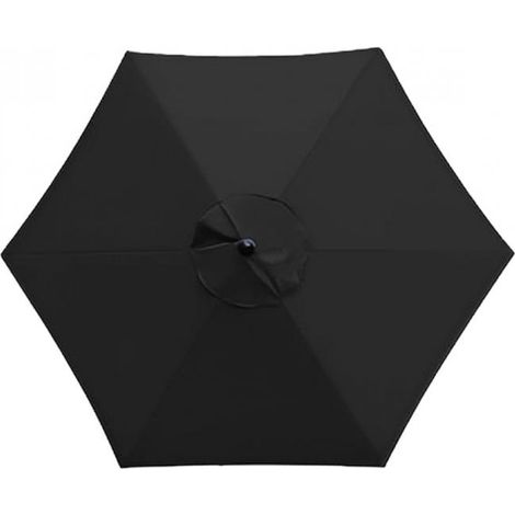 Toile de rechange pour parasol de jardin (3 m), toile de rechange pour 6 bras, pour parasols de terrasse/jardin/déportés, noir