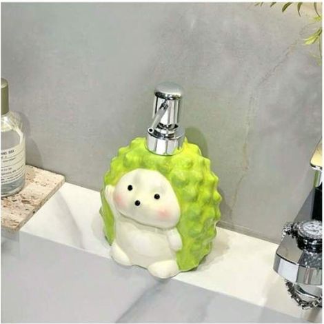Distributeur Savon - Céramique - Forme Hérisson - Pompe Plastique - Rechargeable - Pour Salle De Bain Cuisine - 1 Pièce (1/5)