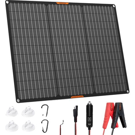 Chargeur de batterie solaire, puissance de sortie de 50W, silicium monocristallin, compatibilité 12V, léger et portable (1/5)
