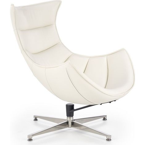 Sillón Houston Laetus, Blanco, 96x86x84cm, Cuero ecológico, Patas: Metal, 0