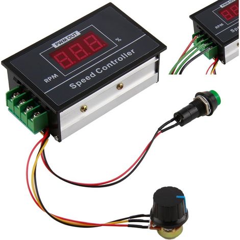 Contrôleur de Vitesse pour Moteur DC avec Interrupteur de Démarrage/Arrêt, Contrôleur de Vitesse de Moteur PWM Réglable, Régulateur PWM DC 6-60V 12V 24V 36V 48V 30A, pour Applications Industrielle (1/5)