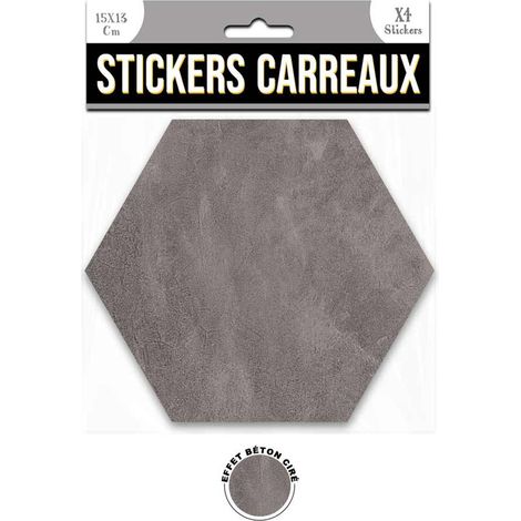 Ensemble de 4 stickers hexagone effet béton ciré