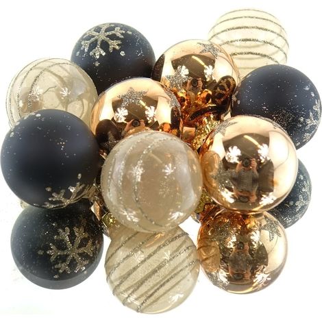 Christbaum-Micro-Kugeln Schwarz & Braun 3er mix Ø 3 cm aus Glas - 9er Set