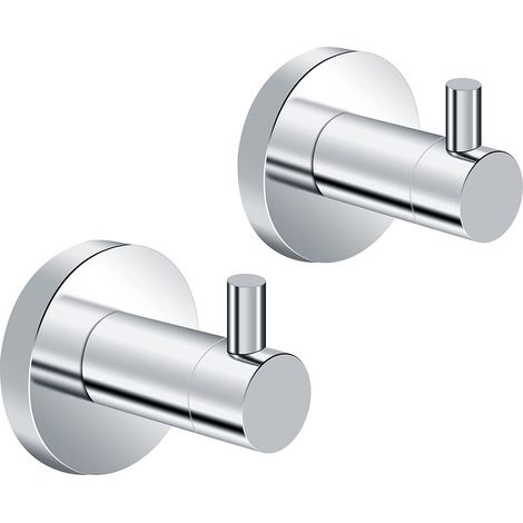 MINKUROW Edelstahl Handtuchhaken 2 Stück Handtuchhaken Bohren Handtuchhalter Wandhaken Wandmontage Kleiderhaken Edelstahl Rostfreier Kleiderhaken Ideal für Badezimmer Toilette Küche Büro, Silber (1/5)
