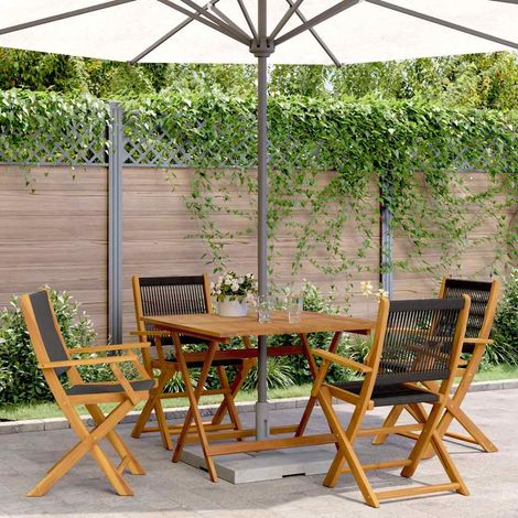 Ensemble à manger de jardin 5 pcs-Salon de jardin noir polypropylène bois massif 799530 (1/5)