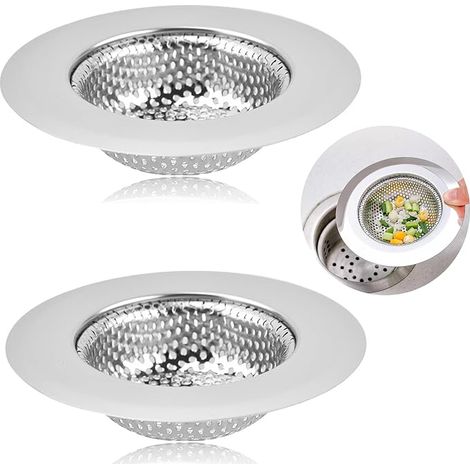 2 Pack Stainless Steel Sink Strainer, Clog Protection Heavy Duty Corrosion Resistant Kitchen Sink Strainer and Hair Catcher(3.5 x 1.8 x 0.8 inch)