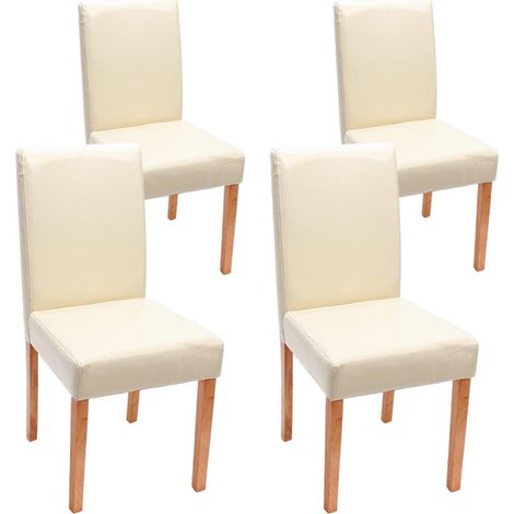 Lot de 4 chaises de séjour Littau, cuir reconstitué, crème, pieds clairs