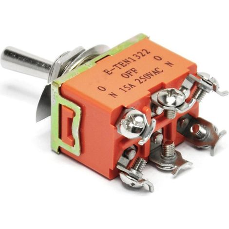 Interrupteur à Bascule E-ten1322 Dpdt 250 V 15 A Métal 3 Positions On/off/on, Conception Ferme et Légère, Format Industriel pour Montage Électrique (1/2)