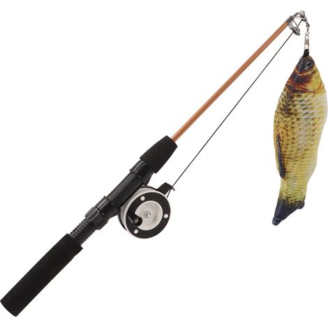 Baguette de pêche interactive rétractable pour chat avec poisson factice (canne à pêche à la carpe) (1/5)
