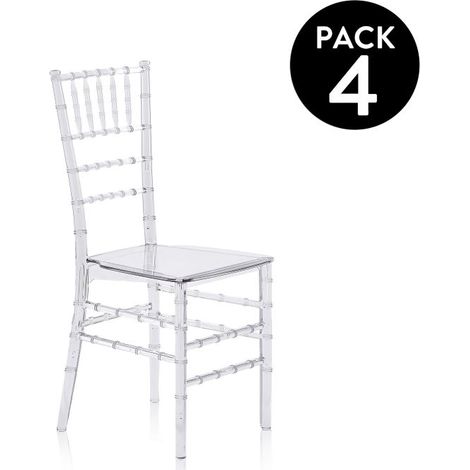 Pack 4 sillas de comedor Tyra Transparente 38,5cm (ancho) x 88,5cm (alto) (1/5)