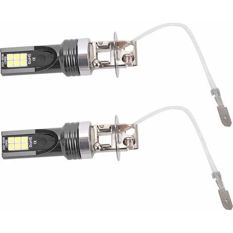 Lot de 2 ampoules LED H3 24W – 12 LED blanc 6500K-7500K – Tension DC12V-24V – Haute luminosité et faible consommation d'énergie (1/5)