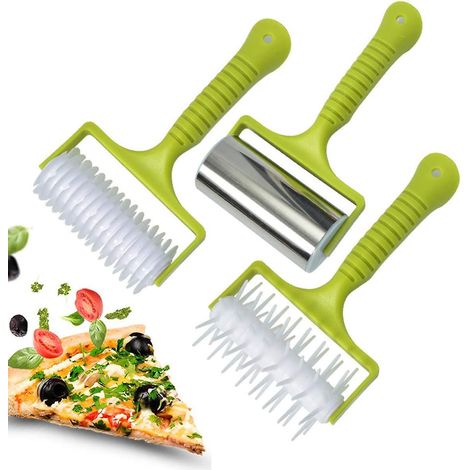 Diamantförmiger Pizzaroller, 3er-Set professionelle Nudelhölzer aus Edelstahl