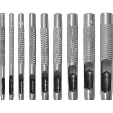 Lot de 9 trous ronds en cuir creux robustes adaptés pour les bracelets de montre, les ouvertures de ceinture, les œillets de chaussures, les ferrures de sac et les projets d'artisanat. (1/5)
