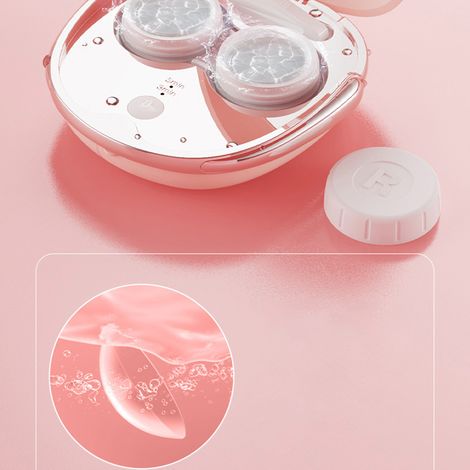 Étui à lentilles de contact nettoyeur ultrasonique automatique rechargeable USB portable rose mignon boîte de nettoyage à ultrasons (1/5)