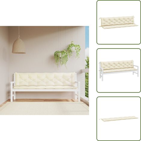 Gartenbank-Auflagen 2 Stk. Cremeweiß 200x50x7 cm Oxford-Gewebe - Sitzkissen - Gartenkissen - Outdoorkissen - Balkonkissen - Terrasse