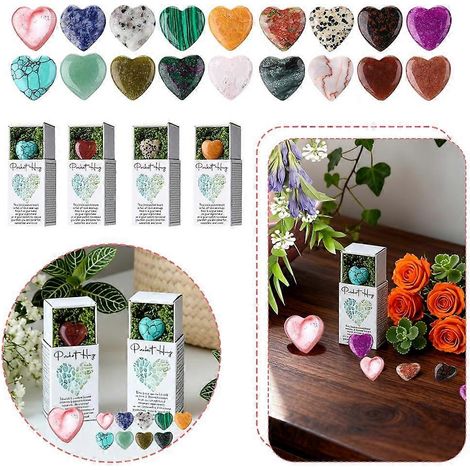 Piedras de cristal natural en bruto, regalos navideños, adornos en forma de corazón, tarjetas de intercambio de regalos para fiestas, regalo 2026 (1/5)