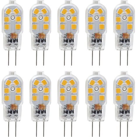 Ampoule LED G4 12V, 1W Equivalent 10W Halogène Lampe, Pas De Scintillement 200LM, Blanc Chaud 3000K, 360° Angle de Faisceau, Non-Dimmable, Pack de 10