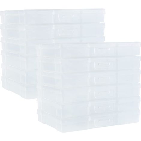 Lot de 12 boîtes de rangement intérieures en plastique transparent pour photos, œuvres d'art - 12,7 x 17,8 cm (1/5)