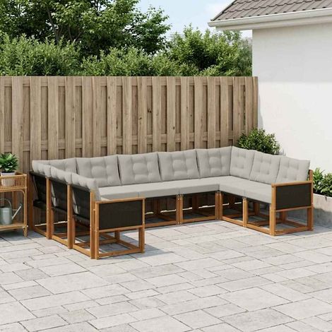 vidaXL Outdoor-Sofagarnitur mit Kissen 9 pcs Natur und Hellgrau (1/5)