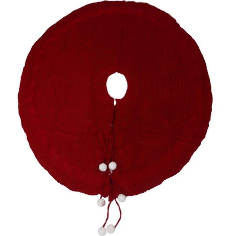 Weihnachtsbaumrock 122 cm (48 Zoll) Rustikale Weihnachtsdekoration Dick gestrickt Rot (1/5)