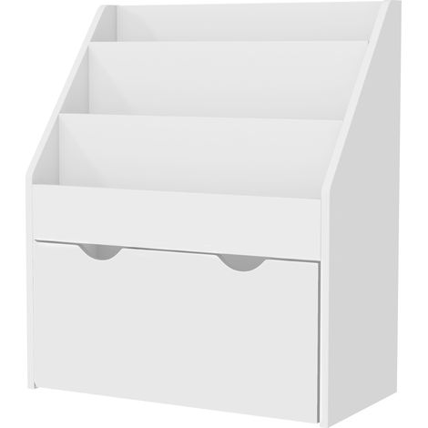 AIYAPLAY Scaffale Portagiochi a 3 Ripiani con Cassetto Inferiore in MDF Bianco