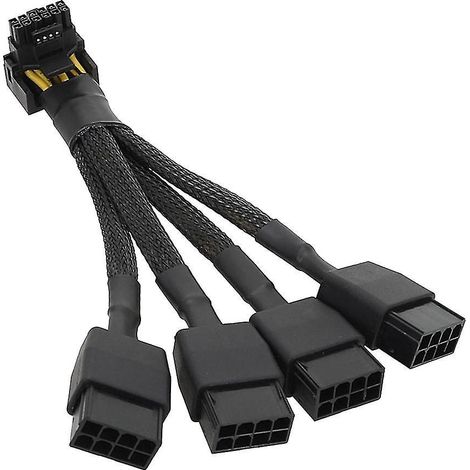 Adaptateur PCI-e 4x8 broches vers PCI-e 16 broches (12+4) 5.0, 12 V, coude à 90°, 15 cm