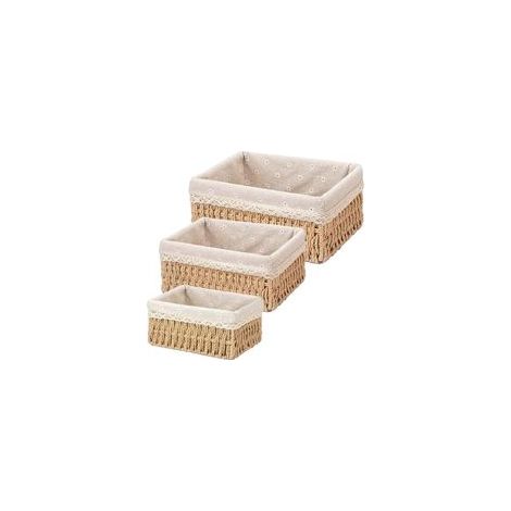 Panier Rangement,Lot de 3 Paniers de Rangement Tressés,Paniers Rangement Osier,Paniers et boîtes de Rangement,Paniers Tressés en Corde de Papier pour Salle de Bain,Cuisine,Organisateur Tablessé