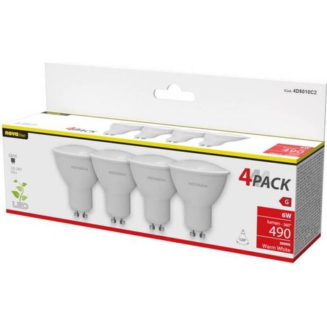 NOVA LAMPADINA LED SPOT GU10 6W 490LM 3000K PZ.4