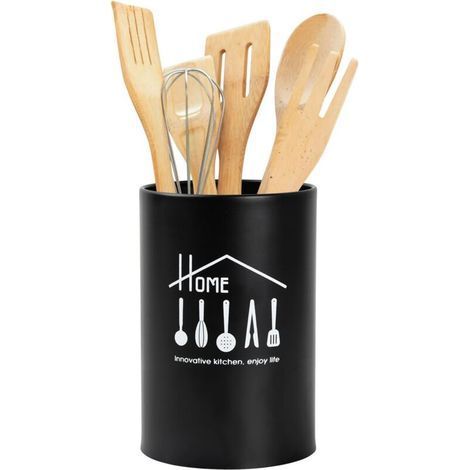 Contenitore per stoviglie CSPARCV, porta posate da cucina in acciaio inox, organizer per utensili da cucina, scatola portaoggetti per forchette, bacchette e cucchiai (nero) (1/5)