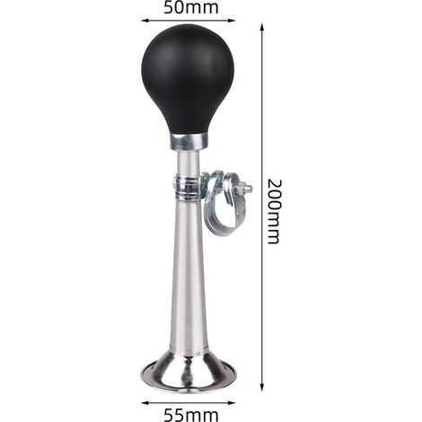 Bocina metálica para bicicleta, bocina de aire cromada de 18 cm (7 pulgadas), timbre recto y potente para bicicletas de montaña, Color plata (1/5)
