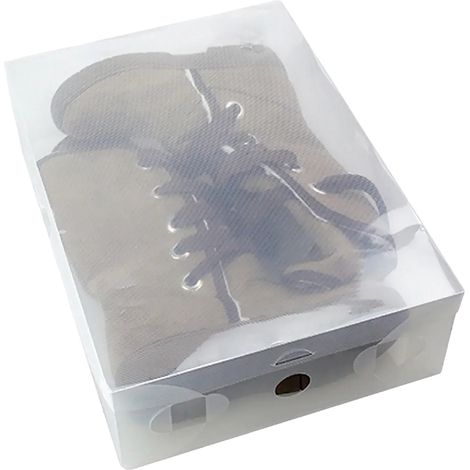 Cajas de almacenamiento de zapatos, diseño apilable, acceso superior con bisagras, transparentes (1/2)