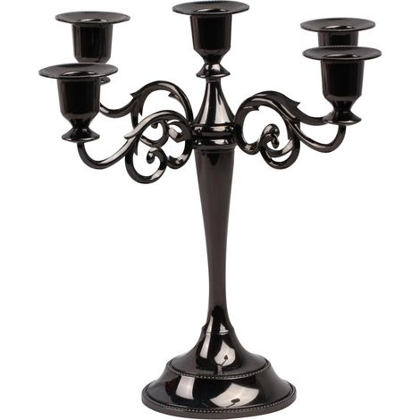 Bougeoir en métal, 5 bras pour bougies piliers (10,4 pouces de hauteur, pour bougies coniques de 1/2 à 1 pouce de diamètre), décoration de type candélabre (1/5)