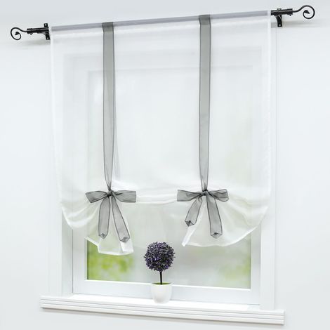 Stores romains avec moustiquaire en corde Stores de levage LxH60x140cm Gris clair, 2pcs Rideaux - Rainbow