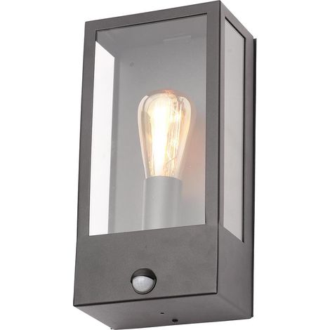 Litecraft Edgworth Wall Light Outdoor Box Lantern With PIR Motion Sensor - Black (1/5)
