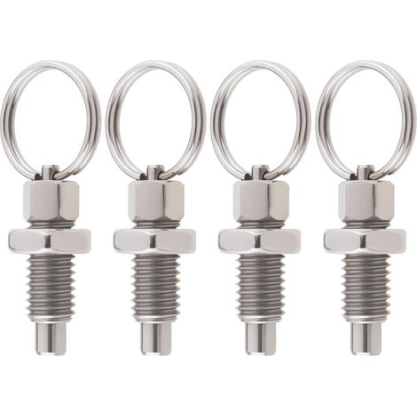 Juego de 4 pistones de resorte con anillo de tiro M8 de liberación rápida, de acero inoxidable, sin bloqueo, retráctiles manualmente para equipos industriales. (1/4)