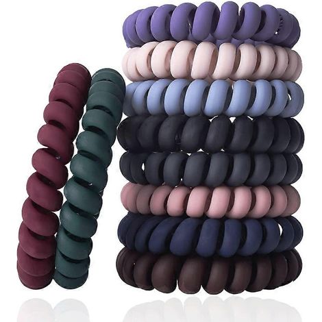 Set mit 10 Haarbändern, geeignet für dickes Haar, mittelgroße, mehrfarbige Spiralgummis. (1/5)